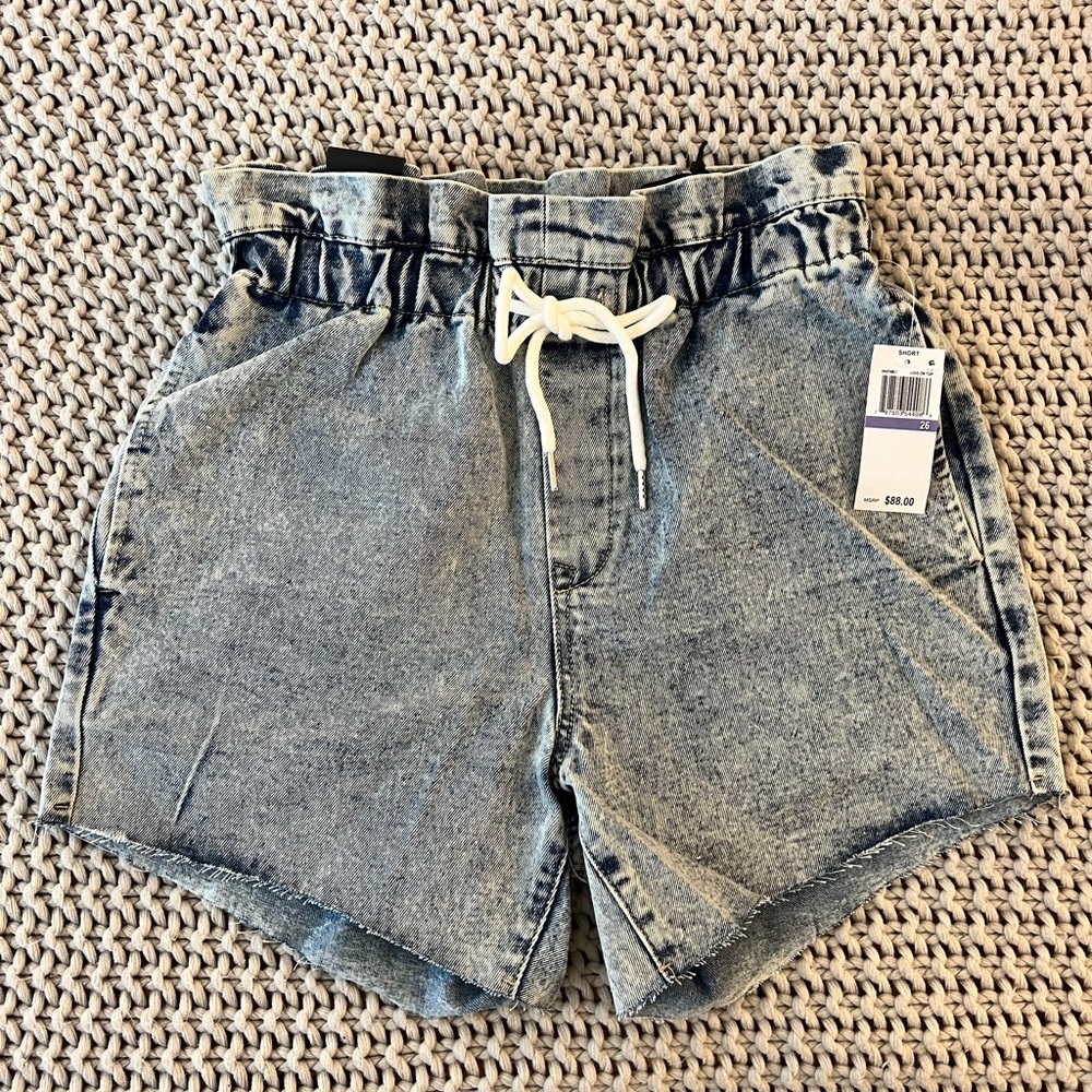 NWT Blank NYC Denim Acid Wash Paper Bag Shorts